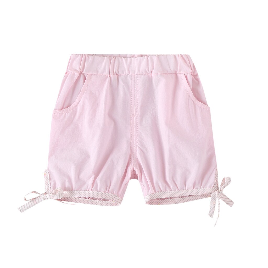Aankomst Snoep Kleur Baby Meisjes Shorts Zomer Kinderen Kids Meisjes Pure Kleuren Casual Shorts Elastische Taille Bandage Broek # p30: Roze / 3T