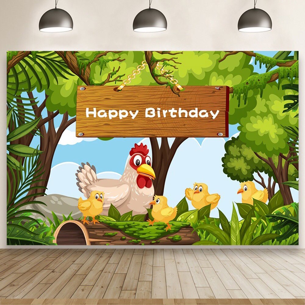 150x100cm Jungle Safari Animal Happy Birthday Backdrop Birthday Party Photo Background Wall Poster Party Backdrops for 1-9 Year: 7