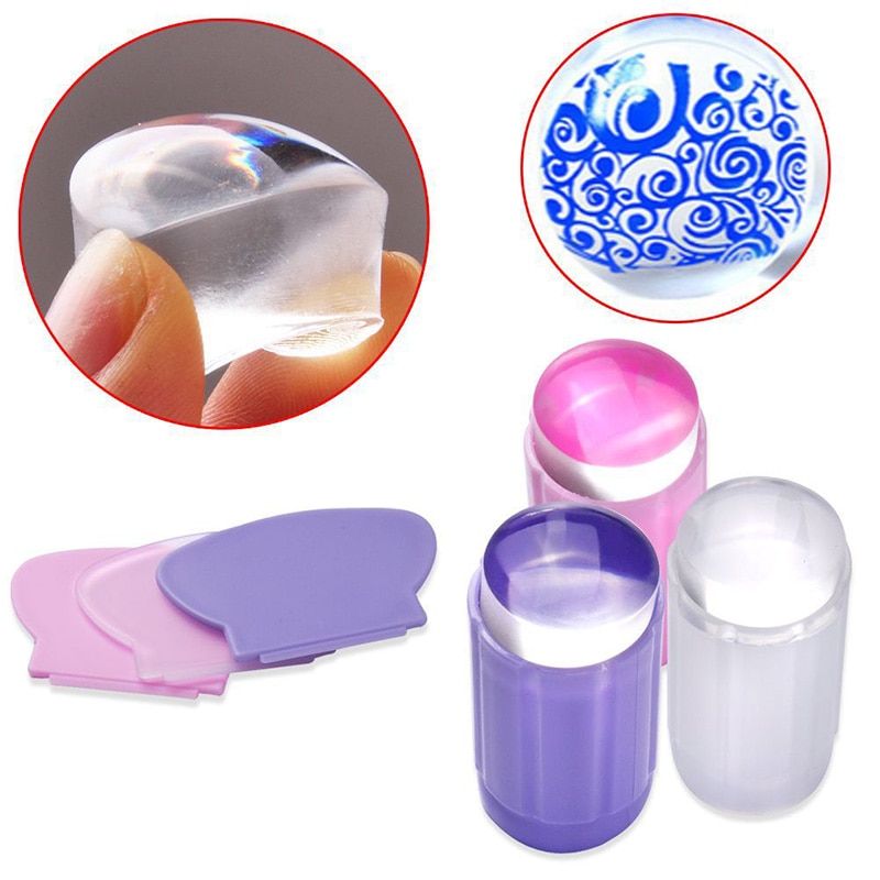 Nail Stamper Clear Siliconen Stempel Jelly Nail Art Stempelen Plaat Schraper Set Poolse Transfer Manicure Template Tool