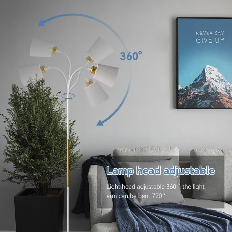 Enkel ledet-gulvlampe soveromsstudie lese- og stående lampe justerbar lampehode nattbordslampe smijerns gulvlampe