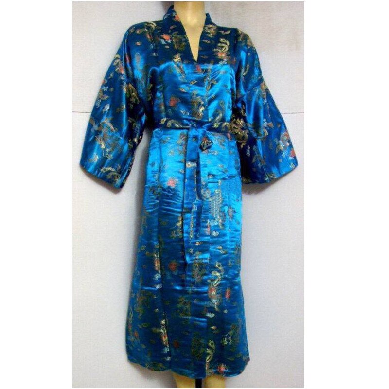 Sort kinesisk herre satin polyester morgenkåbe kimono badekjole drage størrelse sml xl xxl xxxl  m3 s 009