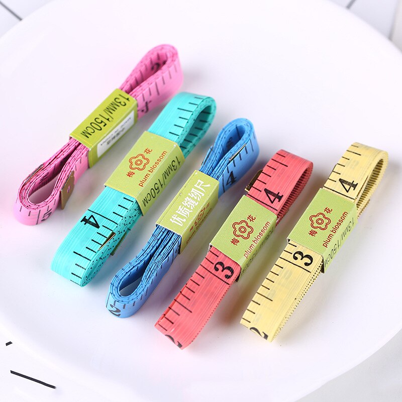 1,5 m, medidor de centímetros de Color aleatorio, costura a medida, cinta métrica, regla plana suave para medir el tamaño, herramientas de joyería corporal: Default Title