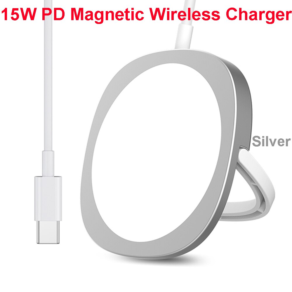 Caricabatterie Wireless magnetico 15W per iPhone 12 Pro Max Mini originale Magsafing ricarica rapida adattatore USB C PD Pad di ricarica assorbibile: Silver Charger Only