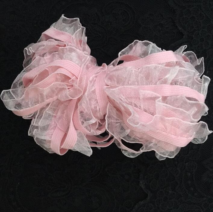 5 Yards Pretty Zwart Wit Roze Koningsblauw Kant Accessoires DIY Elastische Gaas Ruche Kant Kledingstuk Stretch Kant 1.5 cm breedte: pink