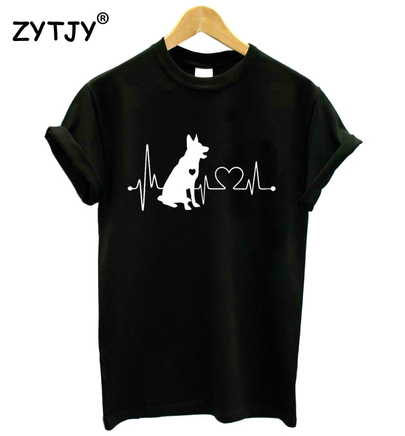 Duitse Herdershond Hartslag Print Vrouwen T-shirt Katoen Casual Funny Shirt Voor Lady Top Tee Tumblr Hipster -77