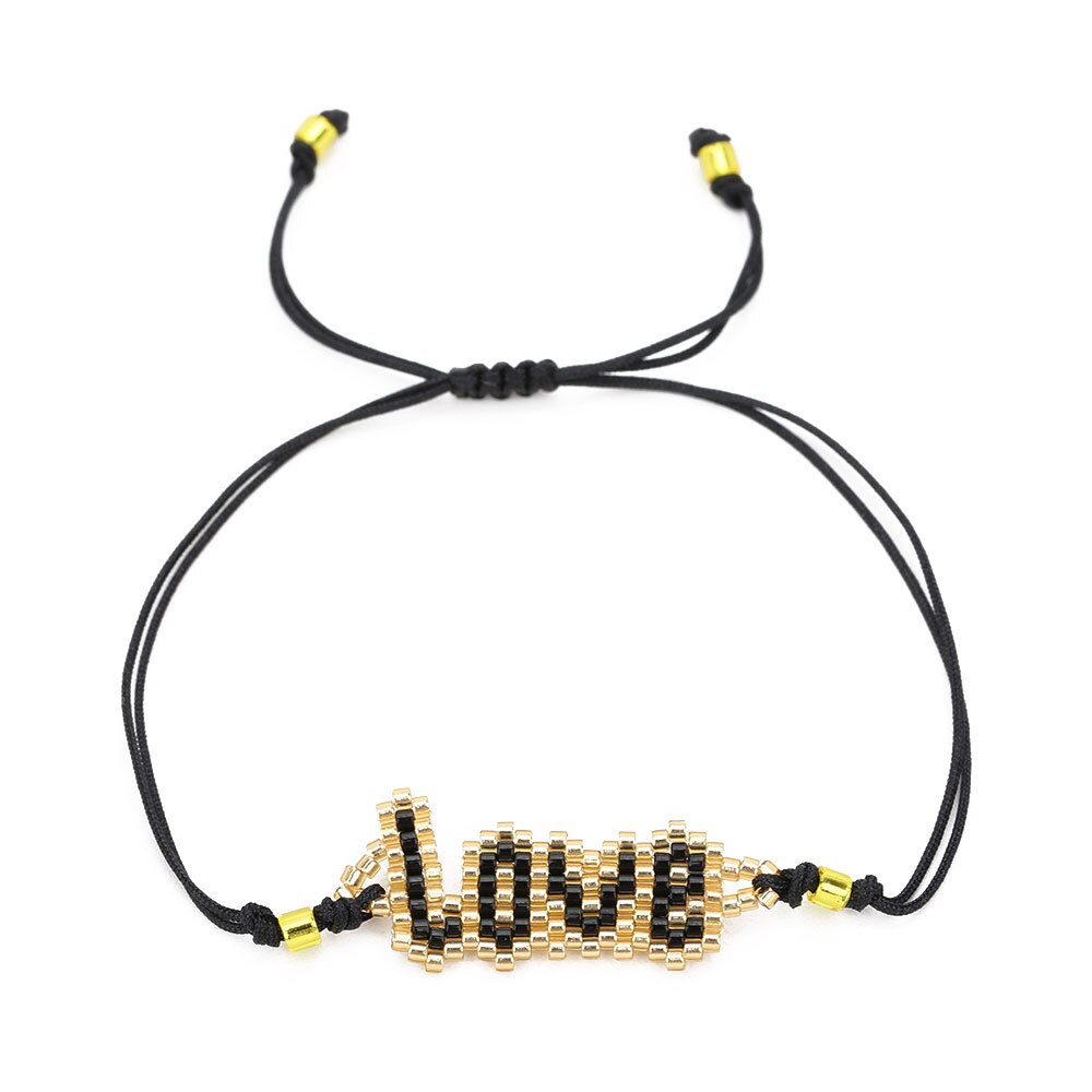 ZHONGVI Tile Bracelet For Women LOVE Letter Pulseras Mujer Moda Black Heart Jewelry Enamel Beads Boho Handmade