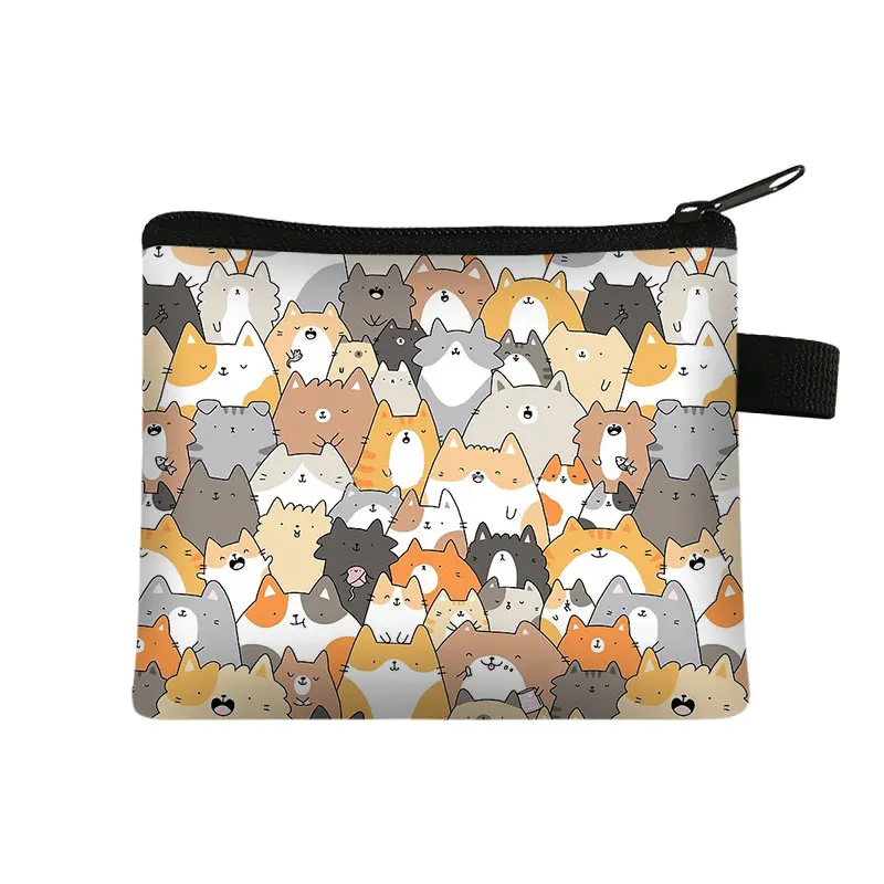 Simpatico gattino gatti/cuccioli stampa portamonete per adolescenti borse da scuola per bambini bambini donne per viaggio borsa portamonete d'argento portatile: lqbxchongwu09