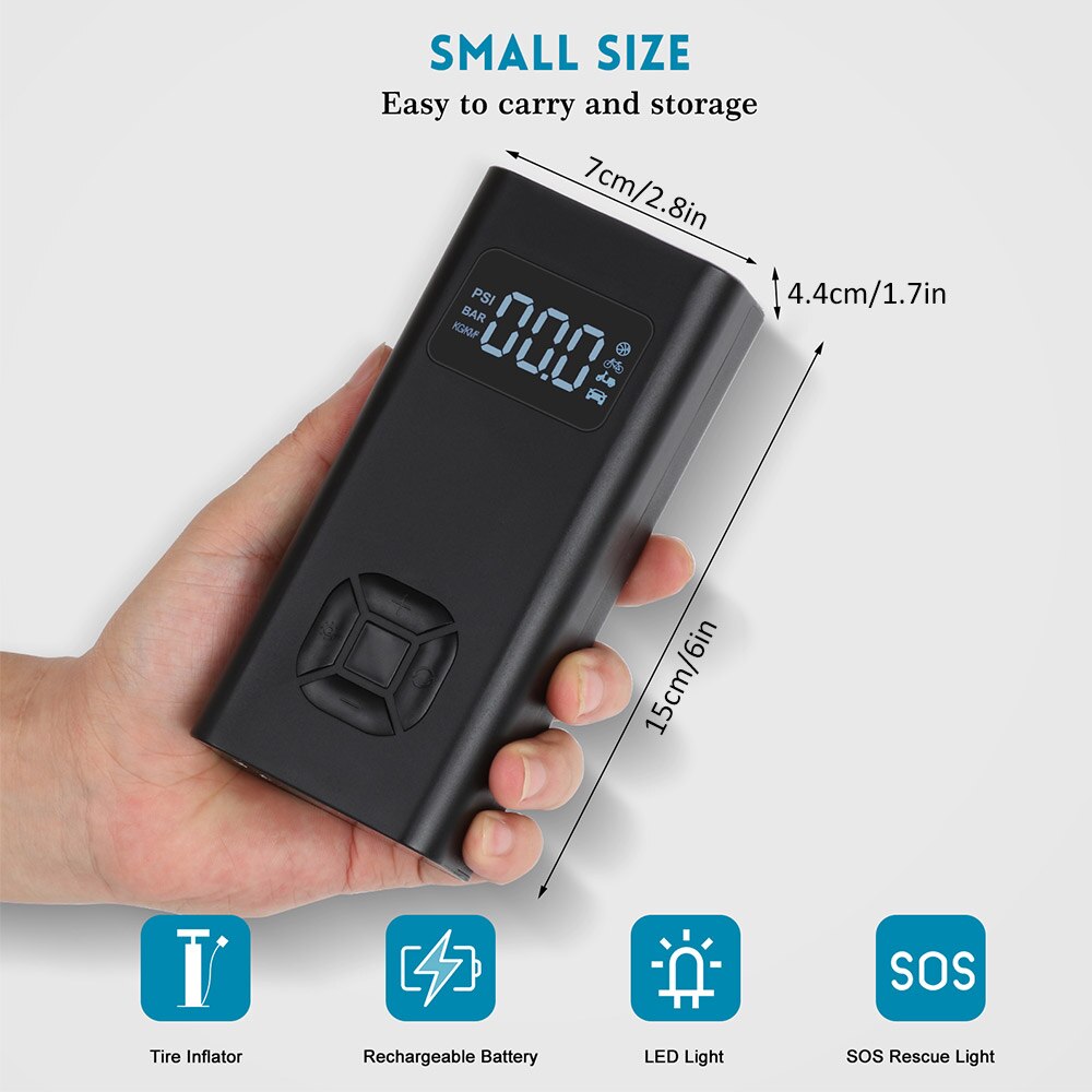 5v 150 psi johdoton auton rengaspumppu usb ladattava 6500 mah akku mini digitaalinen ilmapumppu renkaan täyttö kannettava ilmakompressori
