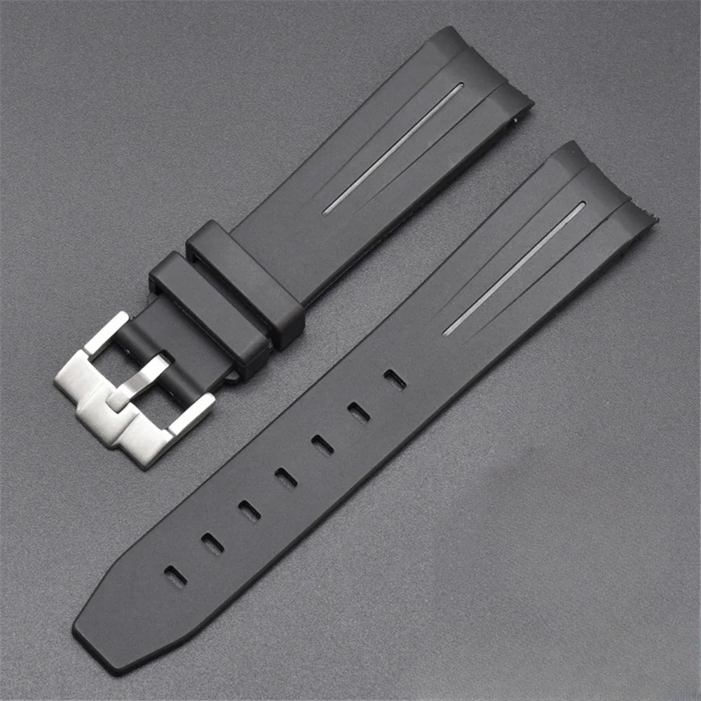 Correa de reloj para Omega X Swatch Joint MoonSwatch Speedmaster, correa de silicona de goma con extremo curvo, pulsera deportiva suave para hombres y mujeres de 20mm: Negro y gris