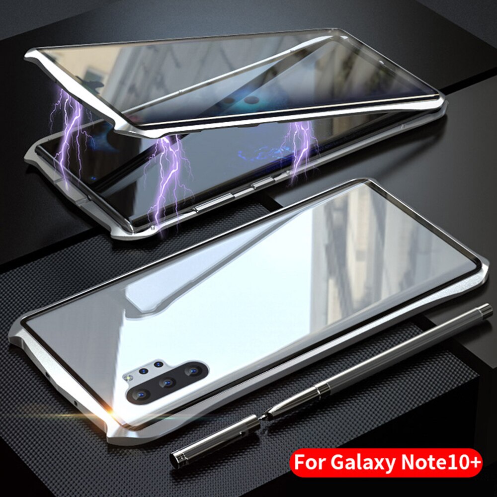 Für Samsung Hinweis 10 + Magnet CaseInnovative Magnetische fallen für Samsung Galaxis Hinweis 10 Plus 5g Vorderseite + zurück schutz Glas Abdeckung