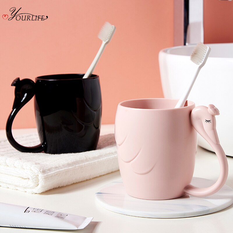 Oyourlife Leuke Cartoon Zwaan Tandenborstel Cup Milieuvriendelijke Tandenborstel Cup Kids Koppels Tandenborstel Mok Badkamer Accessoires