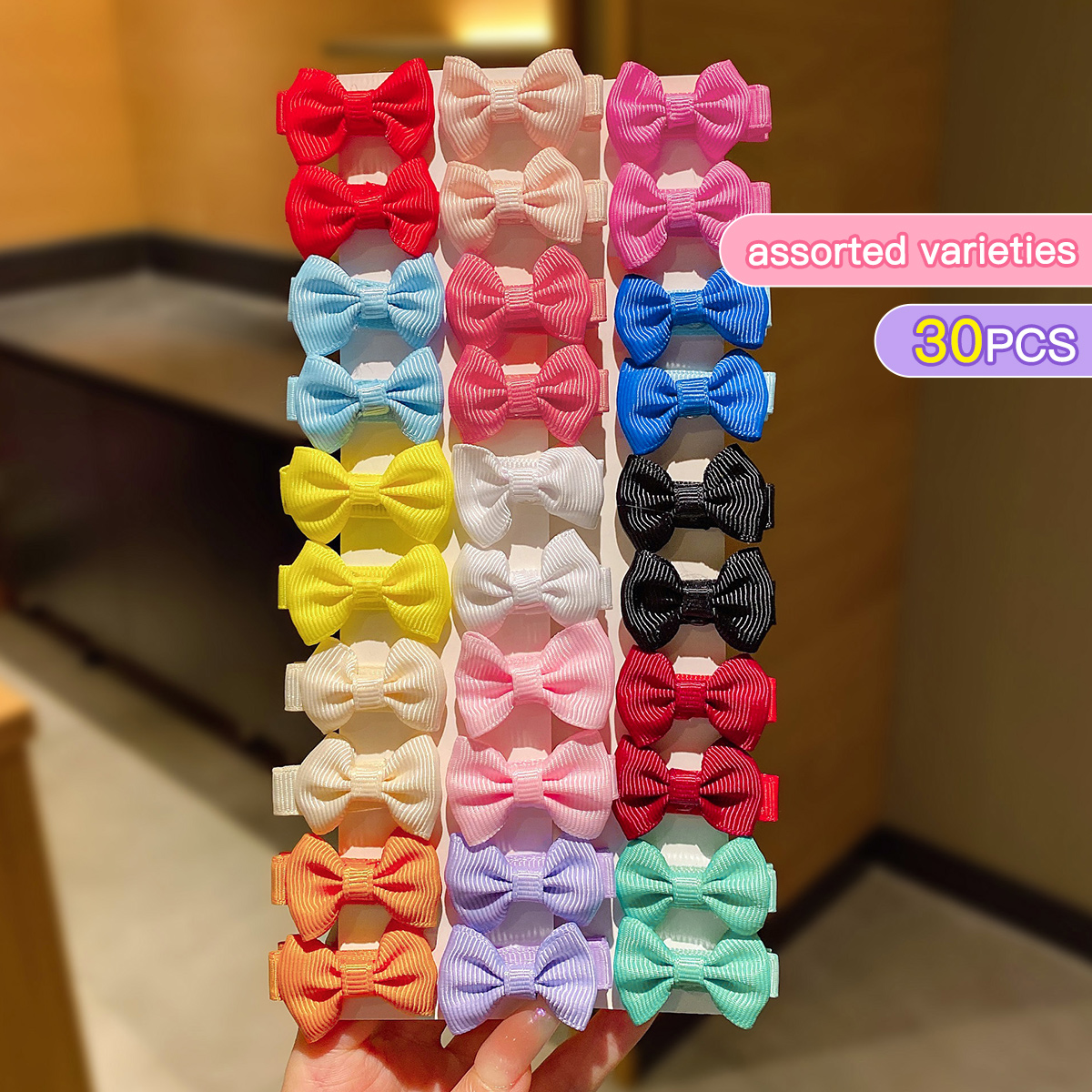 30 pinces à cheveux en tissu à nœud aléatoire coloré adaptées à un usage quotidien comme accessoires pour cheveux