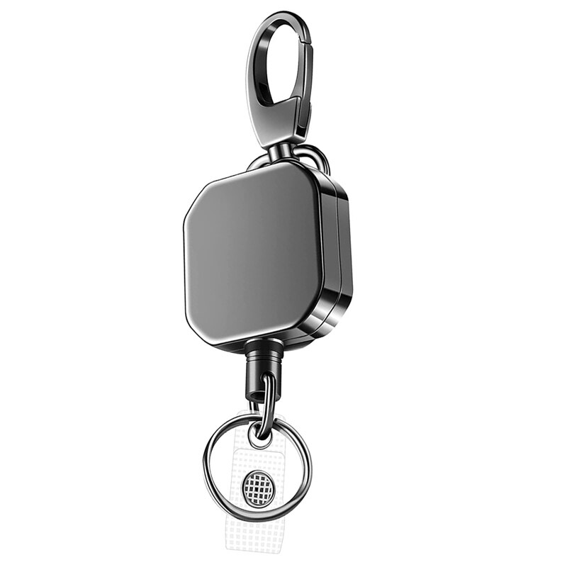 Heavy Duty Metal Retractable Carabiner Keychain Belt Badge Reels Clip 28.3Inch Reinforced Steel Wire Cord: Default Title