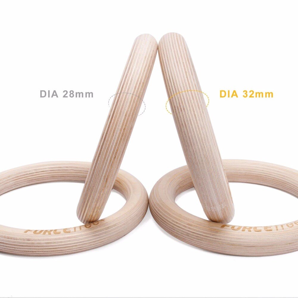 Wood Gymnastic Rings Olympic Gym Rings w/ Straps Gym Equipment for Home Gym Train Workout Fitness Pull Ups and Dips