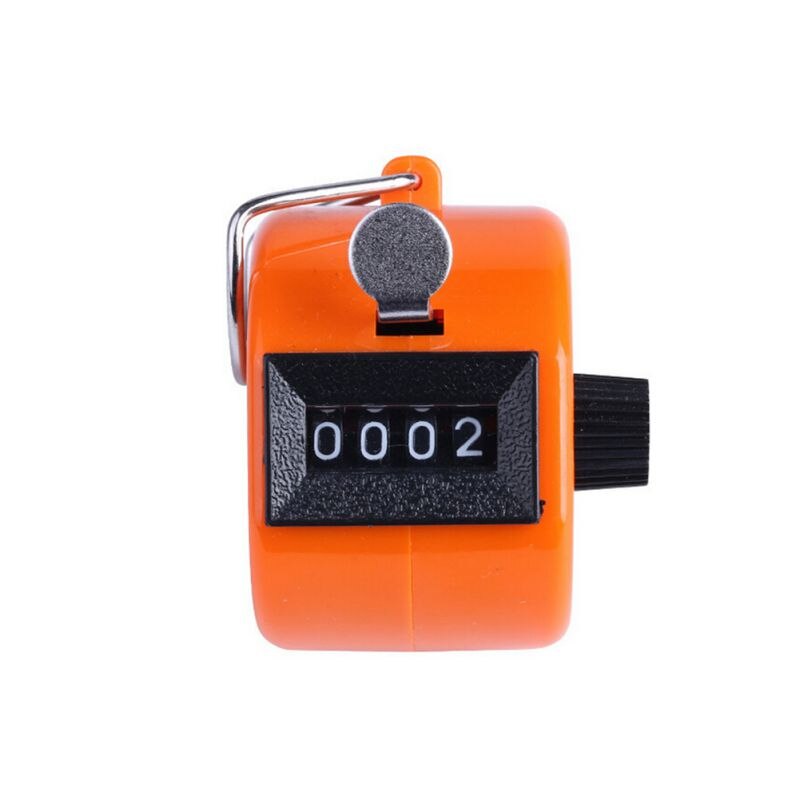 Gym Stainless Metal /Plastic Mini Lap Golf Hand Held Manual 4 Digit Number Farm Hand Golf Tally Football Counter Clicker: orange plastic