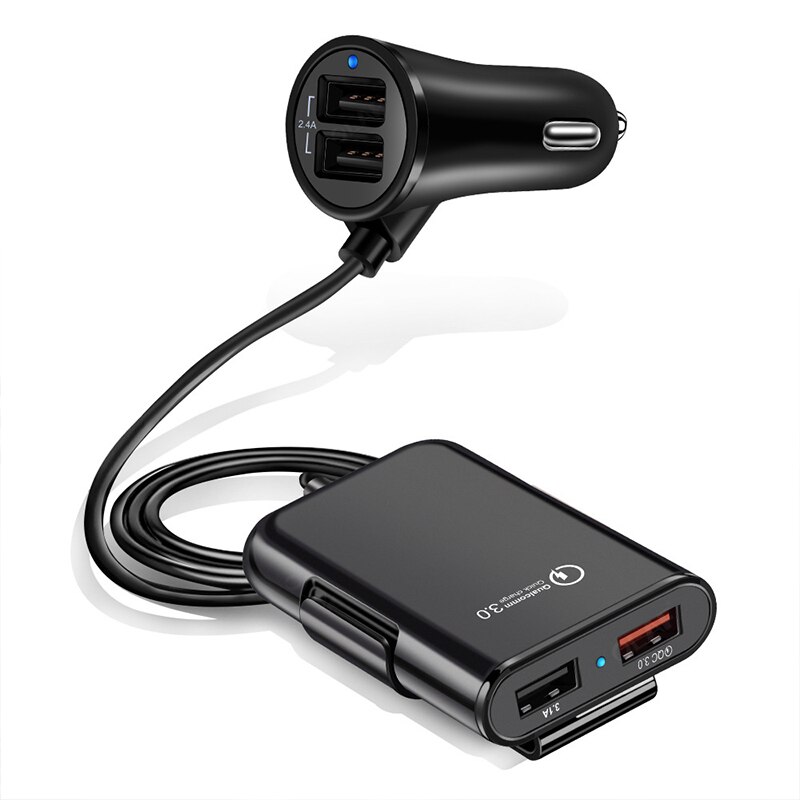 Slot per accendisigari per Auto caricabatterie USB QC 3.0 presa per Splitter USB adattatore per ricarica per Auto sedile posteriore telefono cellulare accessori per Auto: 4 USB Charger