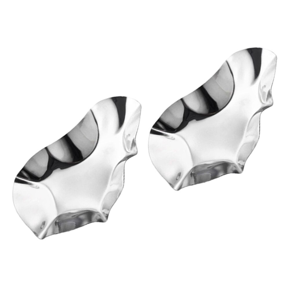 2pcs Reusable Stainless Steel Oyster Shells Dipping Dishes Oyster Trays (Silver)