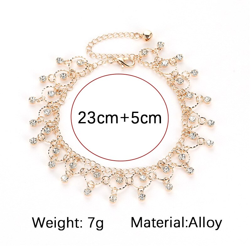 Danymia 2022 bracciale alla caviglia con nappa in oro a piedi nudi per donna catena regolabile con strass gioielli cavigliere accessori per piedi da spiaggia
