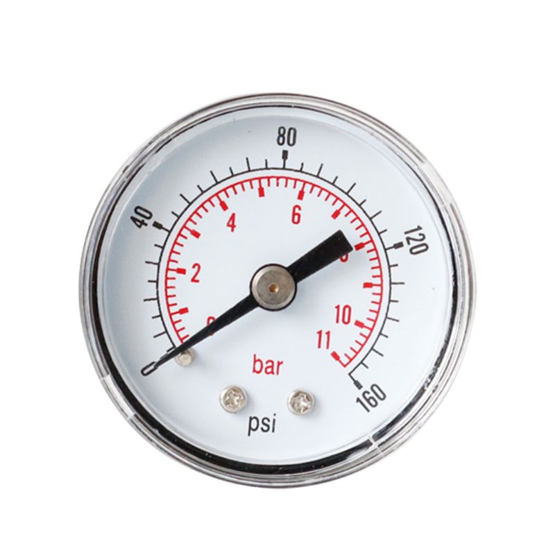 Trykkmåler 40mm 1/8 bspt bakre bak 15,30,60.100,160,300 psi & bar for luft, gass, vann, drivstoff.: Grønn