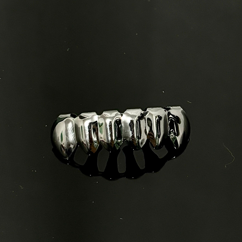 RACHELZ Color oro plata DIY 2/6 parte superior inferior dientes brillantes Grillz cadera tapas de dientes para Mujeres Hombres joyería de Halloween