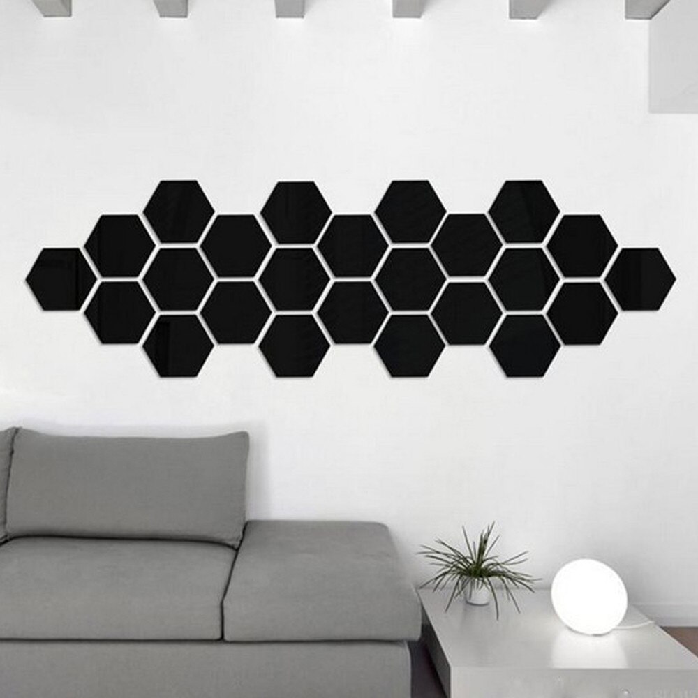 12 Stuks 3d Spiegel Stickers Hexagon Muursticker Verwijderbare Vinyl Decal Diy Home Decor Art Diy Slaapkamer Decoratie y6