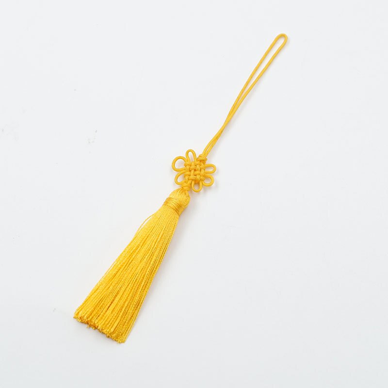 Pompon à franges U disque 5 pièces | Nœuds chinois lisses, pendentif bricolage artisanal, signet garniture de gland rideaux, décor glands ruban: Golden Yellow Tassls