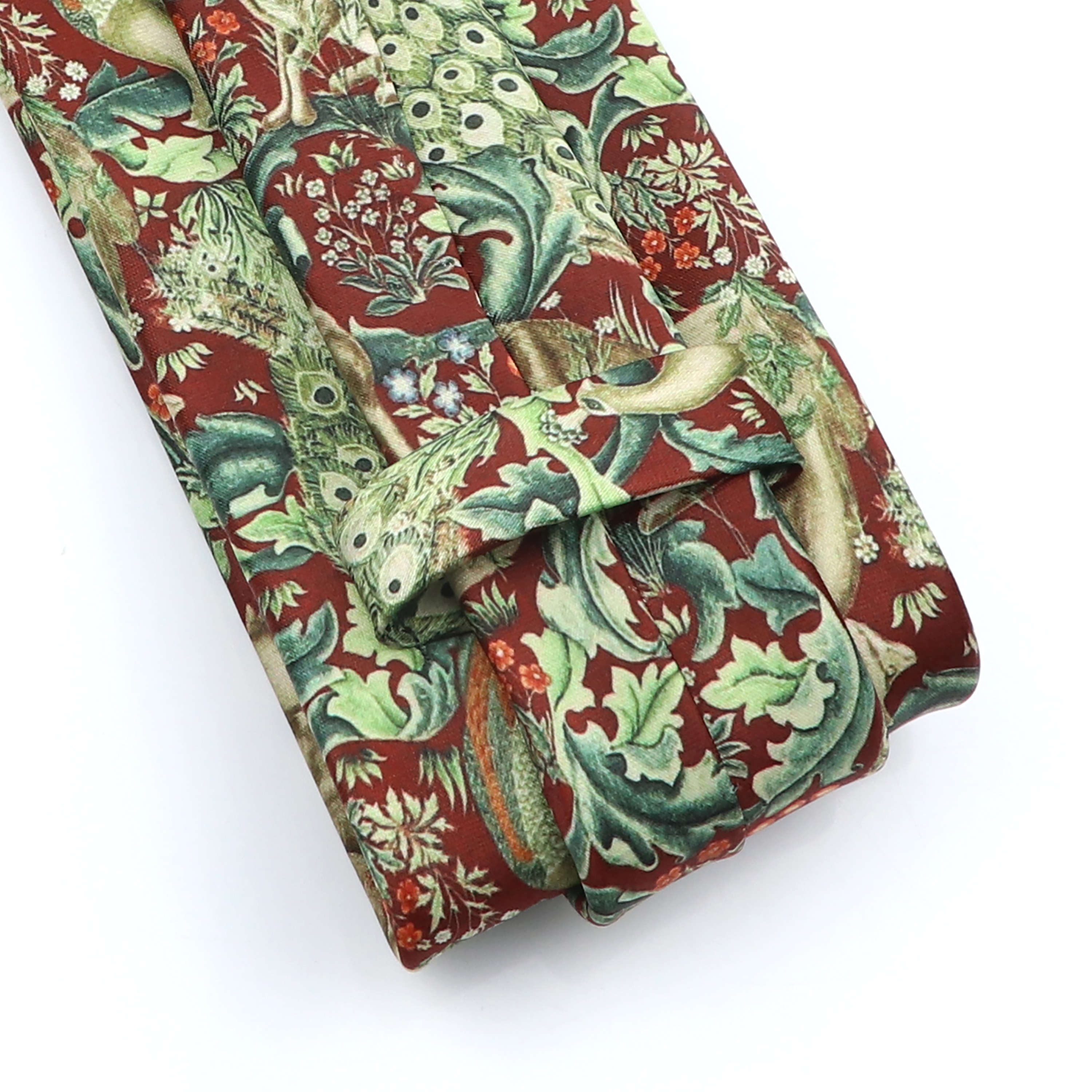 Stropdas in elandstijl met bloemenprint, gemaakt van zacht aanvoelend groen polyester, geschikt voor mannen en vrouwen, voor bruiloften, feestjes en casual gelegenheden.