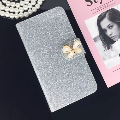 Printing Leather Case for Huawei G Play Mini CHC-U01 Flip Cover for Honor 4C 4 C CHM-U01 CHM-CL00 CHM-UL00 C8818 Phone Cases: Silver Butterfly