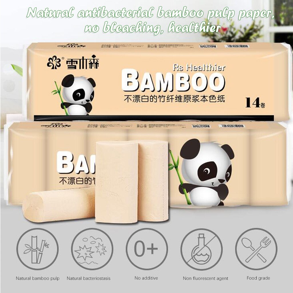 14pcs Roll Paper Tissue Roll 4 Layer Thickened Household Clean Soft Bamboo Pulp Toilet Paper Tissue Napkin Paper Towels In Stock