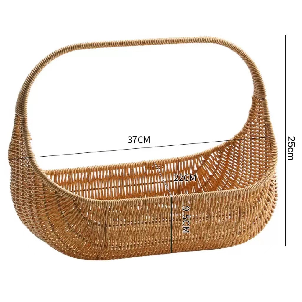 Cesta de pan tejida a mano y bandeja de frutas en ratán natural, cesta de estilo rústico para servir pan y frutas: Default Title