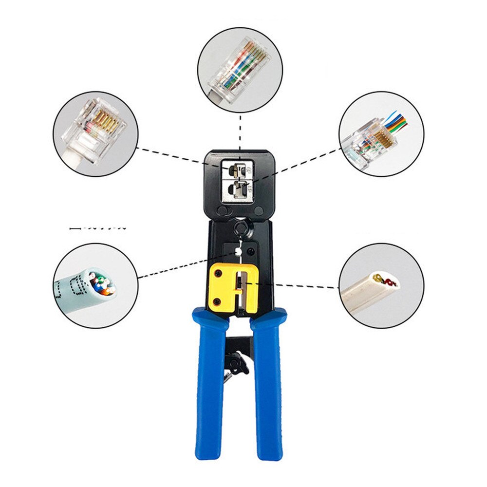 EZ RJ45 Crimper Hand Network Tools Pliers RJ12 Cat5 Cat6 8p8c Cable Stripper Pressing Clamp Through Hole RJ45 Plug Crimping Tool