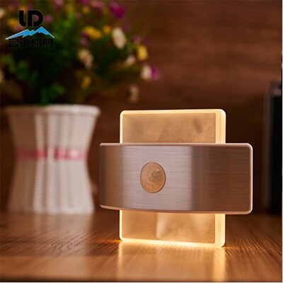 Oplaadbare LED Infrarood PIR Motion Sensor Nachtlampje Draadloze LED Wandlamp Auto On/Off voor Kid Pathway Trap muur Koelkast: Rectangle / White color