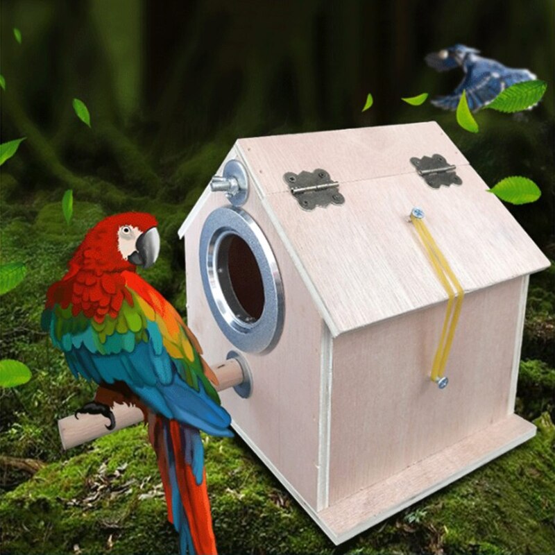 duer hus træ papegøje avlskasse udendørs hængende dekoration varm ly habitatdrop skib – Grandado