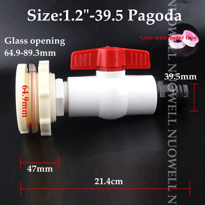 1Set White Hose Drainage Accessories Aquarium Fish Tank Drain Joint Aquarium Pagoda Connector Combination Valve: 1.2in-39.5P