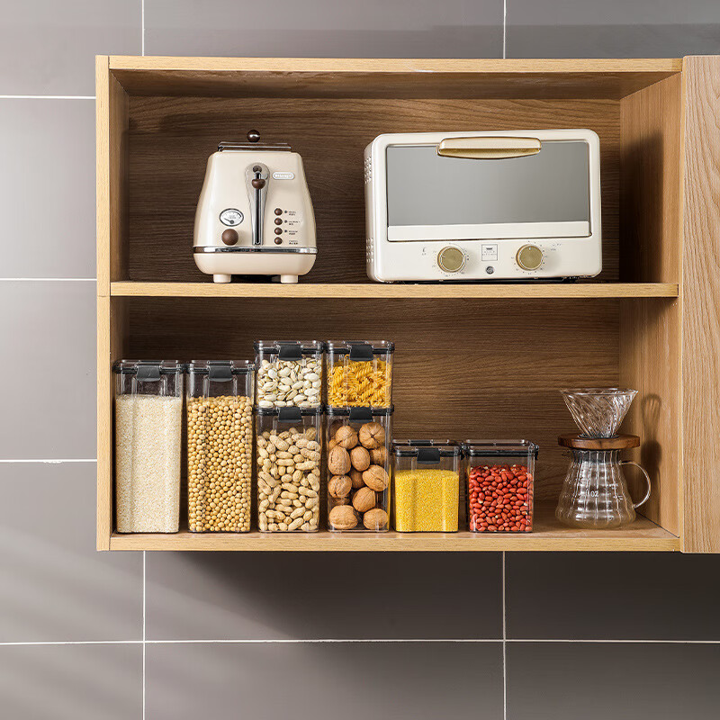 Caja de almacenamiento de alimentos transparente, contenedor de almacenamiento de alimentos con tapa, botes de plástico para organización de cocina y despensa, 1 ud.