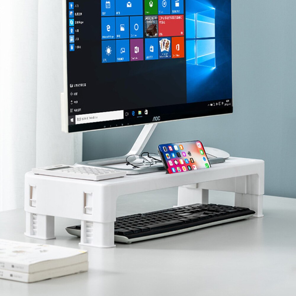 Computer Monitor Stand Multi-function Laptop Stand Desk PC Notebook Desktop Screen Riser LCD LED Monitor Stand Protect the neck: White