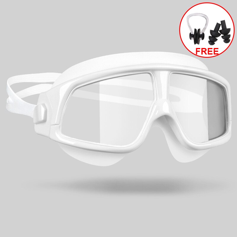 COPOZZ-Gafas de natación de silicona con marco grande para hombre y mujer, lentes de agua profesionales, antiniebla, UV, a prueba de agua: Amarillo