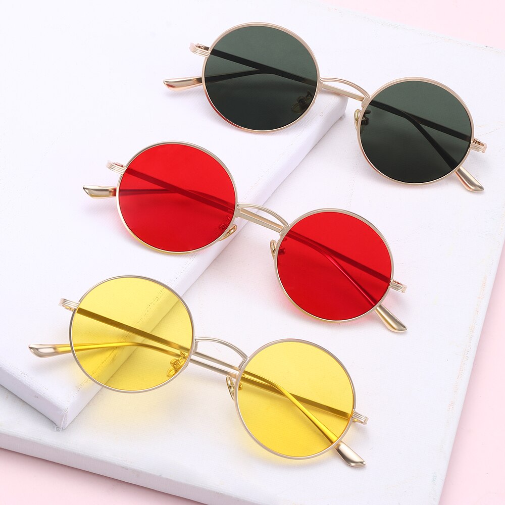 Occhiali da sole rotondi con montatura in metallo Vintage per uomo donna occhiali da sole Steampunk occhiali a cerchio occhiali estivi con protezione UV per esterni