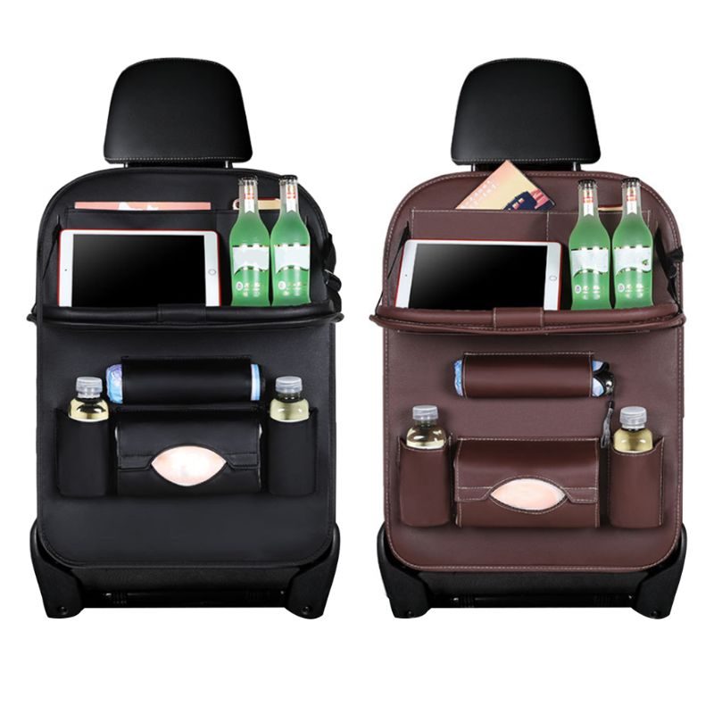 Baby Car Seat Storage Hanging Bag Leather Belt Tray Folding Folding Plate Car Seat baby toys Bag