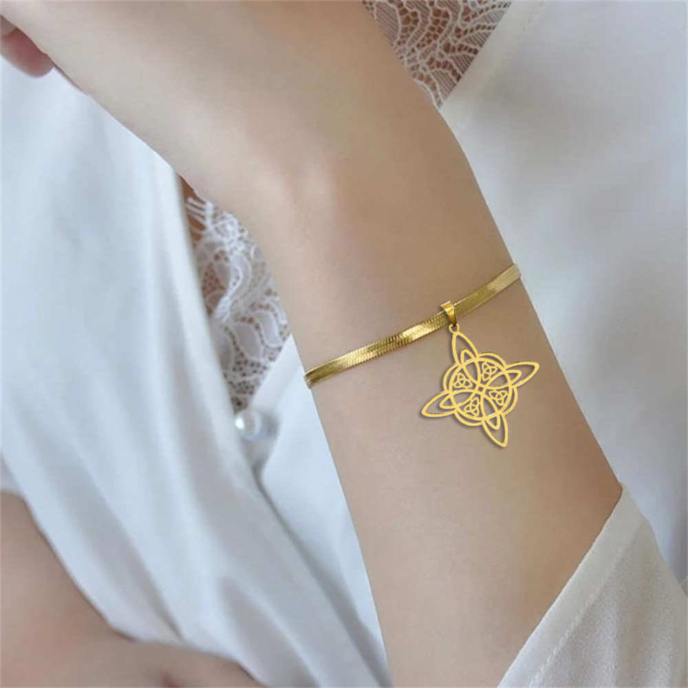Mode Heks Knoop Hanger Armband Voor Vrouwen Classic Snake Ketting Rvs Gold Kleur Armband Sieraden