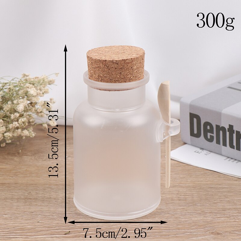 100/200/300g Bath Salt Bottle Round Cosmetic Empty Matte Cork Jar Women Mask Facial Container Refillable Bottles With Wood Spoon