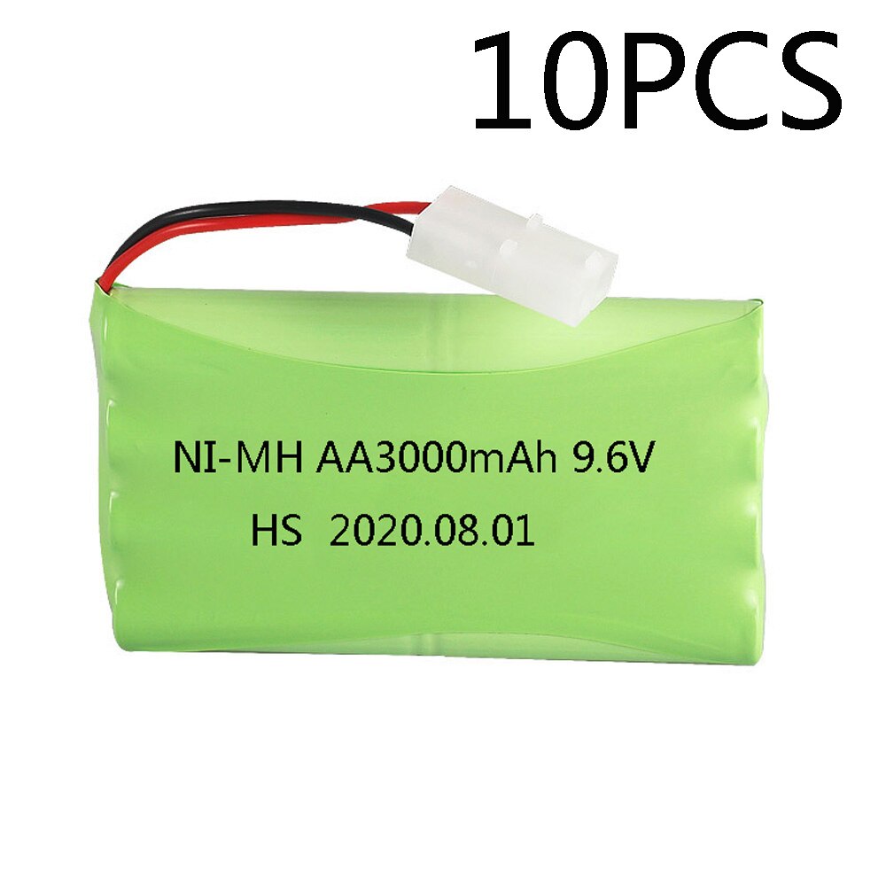 Batería de Ni-MH de 9,6 V para juguetes a control remoto, juguete eléctrico para instalaciones de seguridad, AA, 9,6 V, batería recargable de 3000 mah
