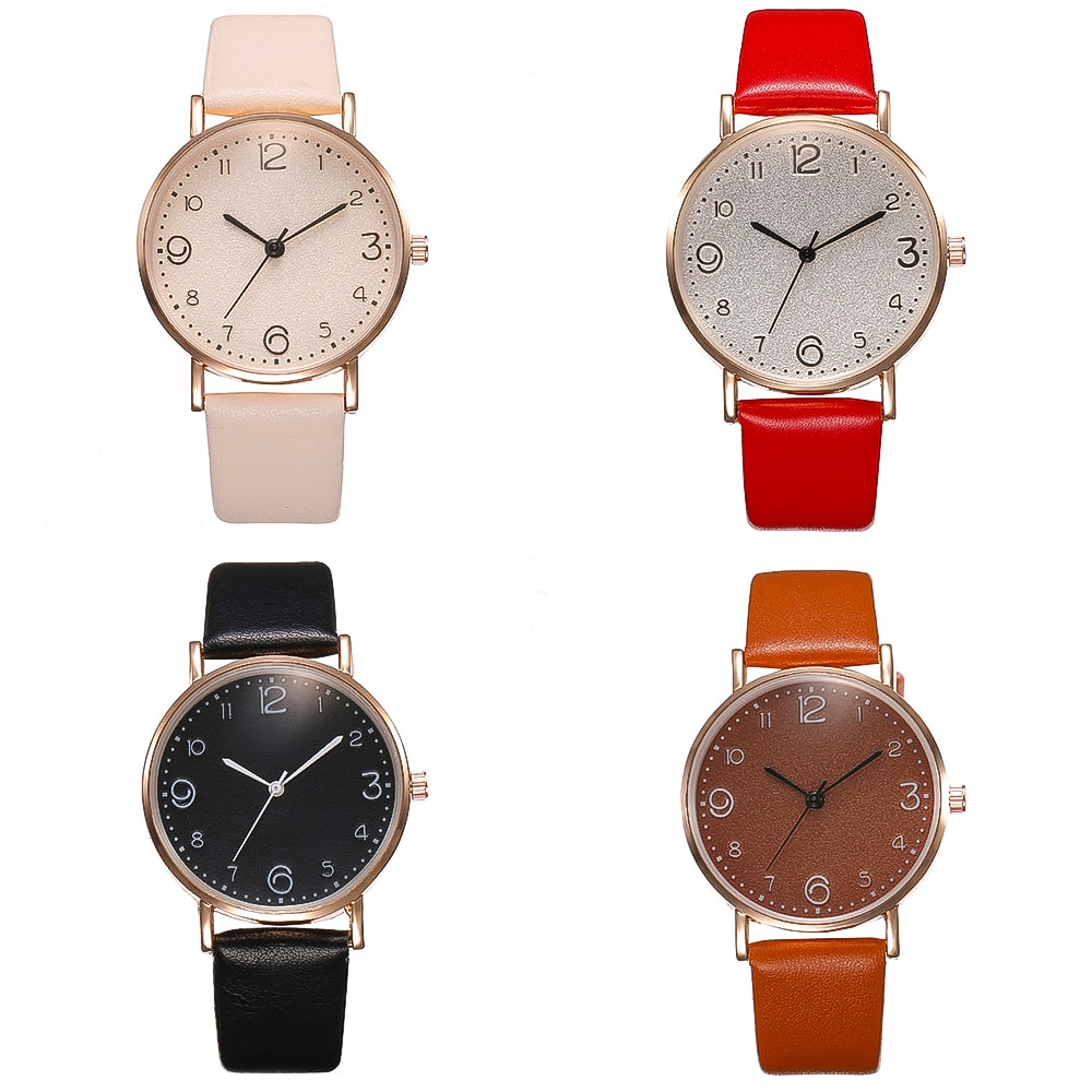 Top Stijl Mode Vrouwen Luxe Lederen Band Analoge Quartz Horloge Gouden Dameshorloge Vrouwen Jurk Reloj Mujer Zwarte Klok