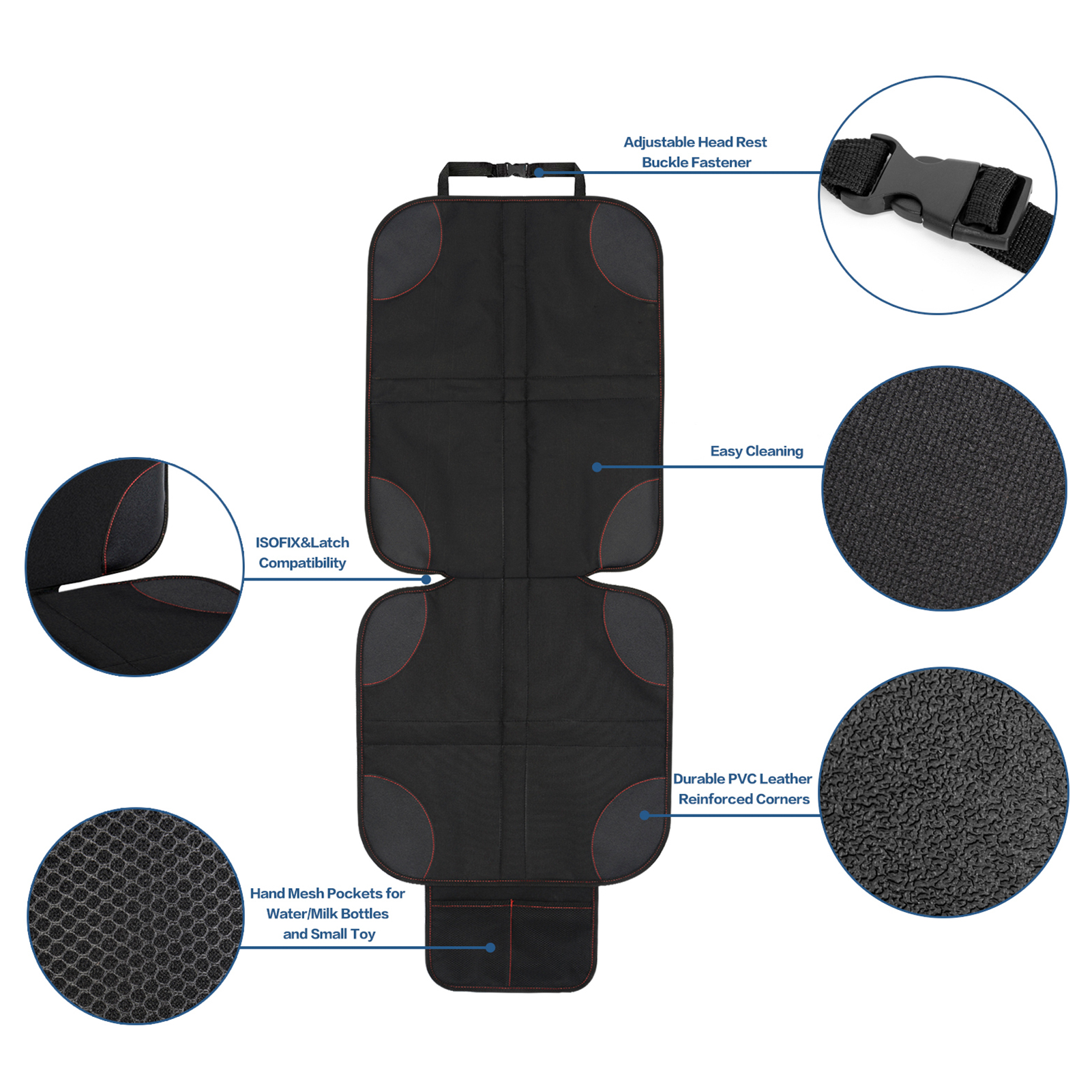 2pcs Car Seat Protector Car Back Seats Protective Mat Protection Pads for Child Car Seats Durable Anti-slip with 2 Mesh Pockets