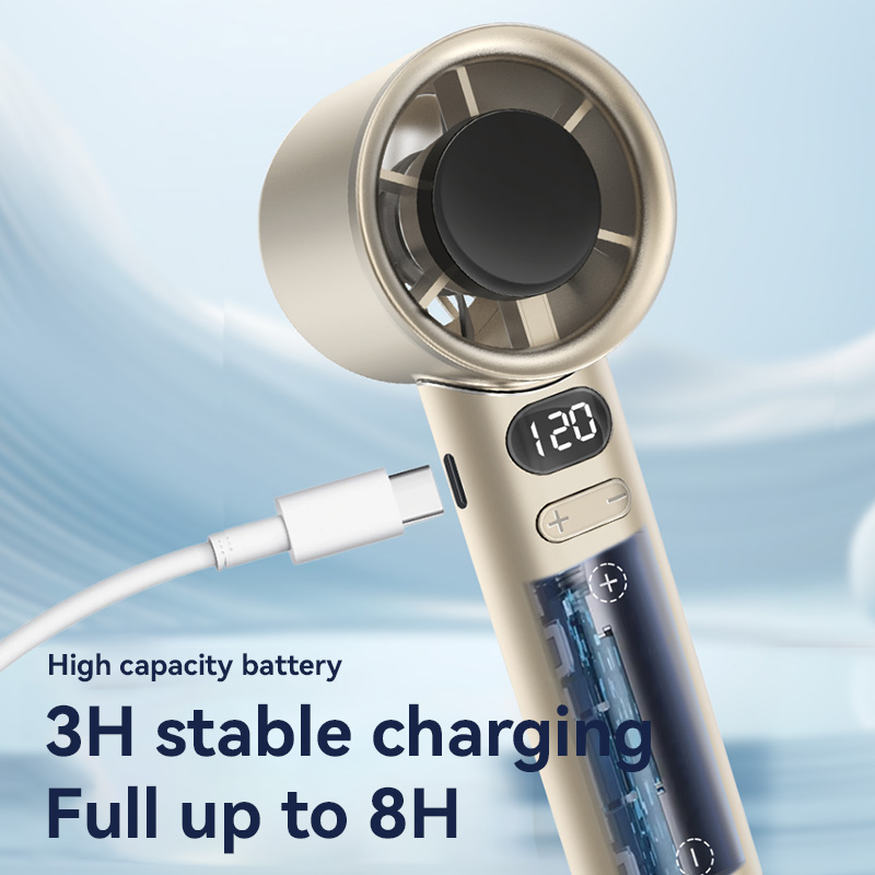 M11 Mini Portable Handheld Fan 120 Level Wind Speed Adjustable USB Rechargeable Bladeless Small Fan Student Travel Hand Fans