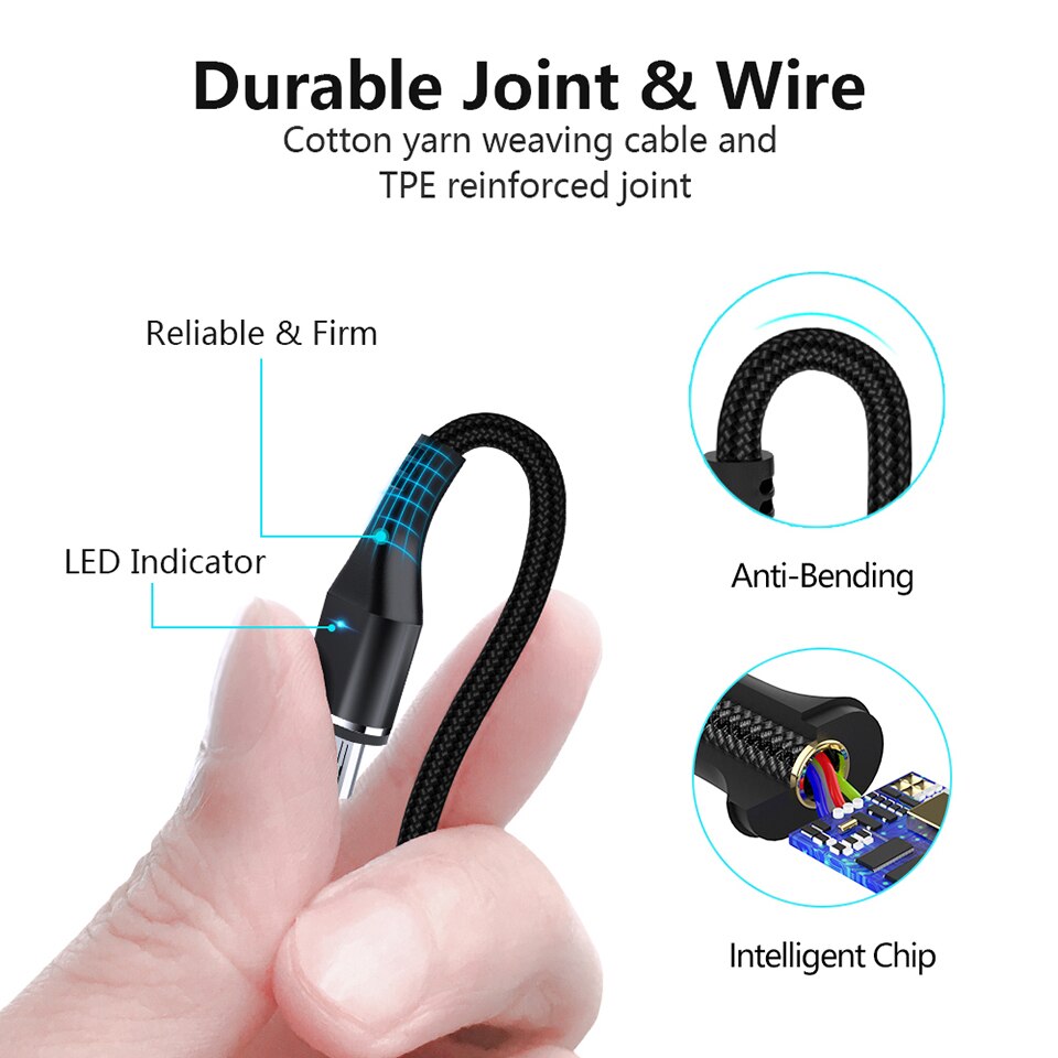 ZRSE Magnetic Micro Usb Cable For Iphone Samsung 3A Fast Charging Data Wire Cord Magnet Charger Usb Type C Mobile Phone Cable