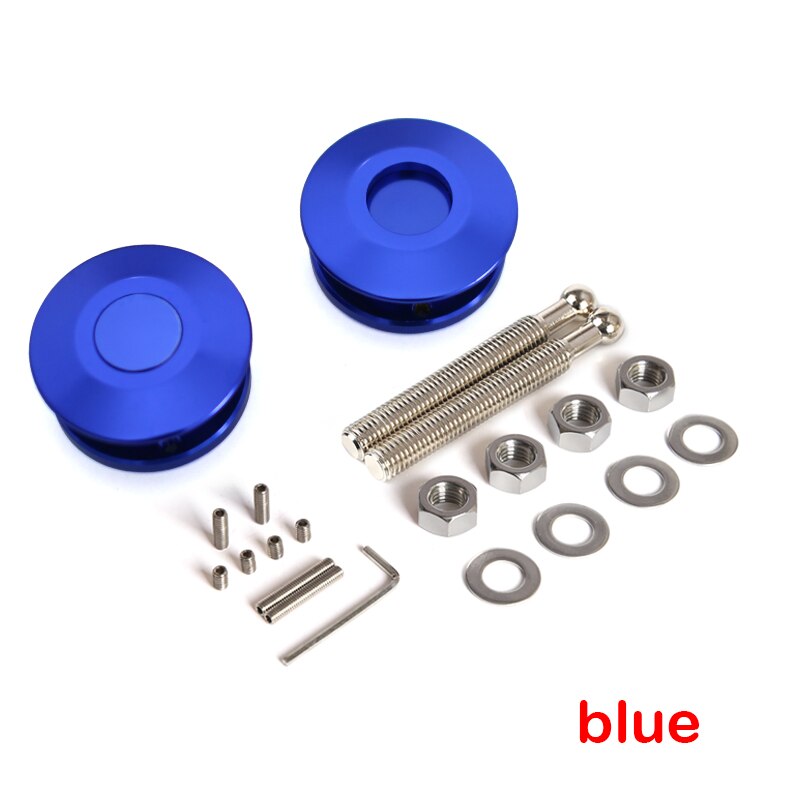 2 pcs Universal Push Button Billet Hood Pins Lock Clip Kit Car Quick Latch For FORD Mustang 4.6L V8 96-04: blue