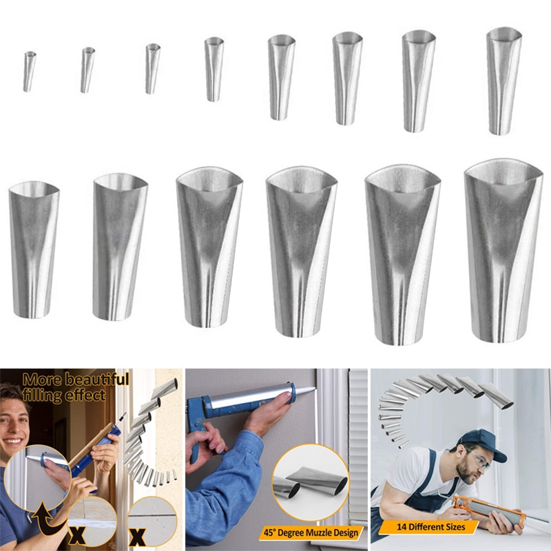 Perfect Caulking Finisher Kit 14Pcs Caulk Nozzle Applicator Reusable Caulking Finishing Tool SDF-SHIP