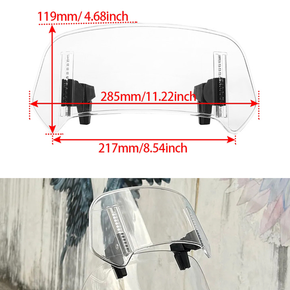 Universal MotorcycleWindshield Extension Adjustable Spoiler Clamp-On Windscreen Deflector: Gold
