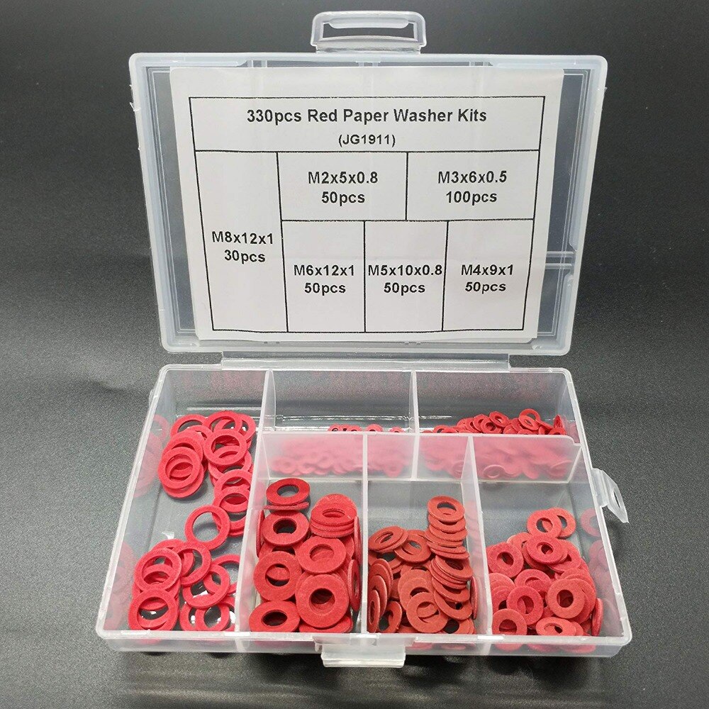 330 st 6 storlekar isolerade fiberpackningar isolerande brickor distansbrickor röda kit  m2 m3 m4 m5 m6 m8 för bilbåt